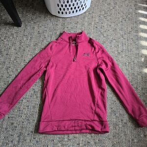 Under Armour Women's Magenta V-Neck Quarter Zip Sweater